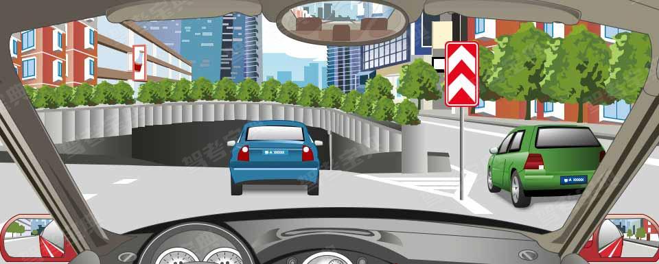 右侧标志警示前方道路两侧不能通行.