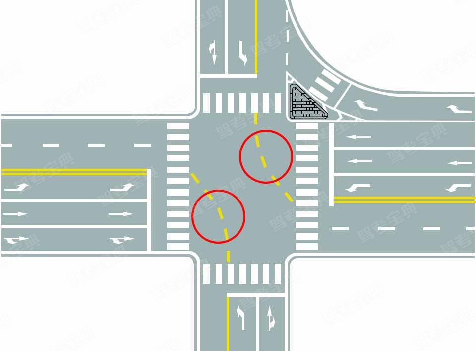 a,非机动车引导线 b,小型车转弯线 c,路口导向线 d,车道连接线