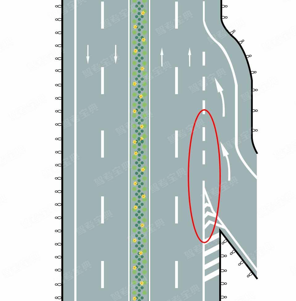 路面上白色虚线和三角地带标线组成的是什么标线?