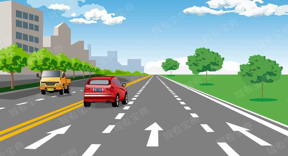 这段道路红车所在车道是什么车道?