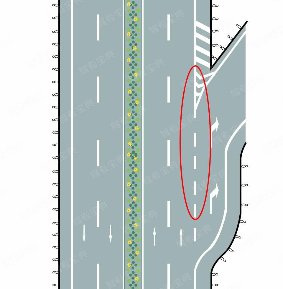 路面由白色虚线和三角地带标线组成的是什么标线?