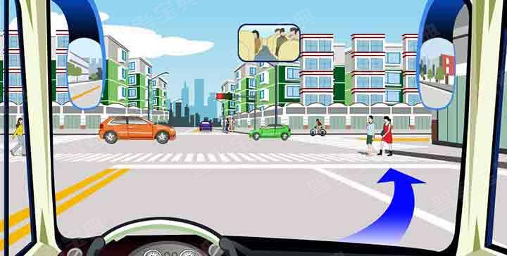 如图，驾驶机动车可在该路口处向右变更车道。